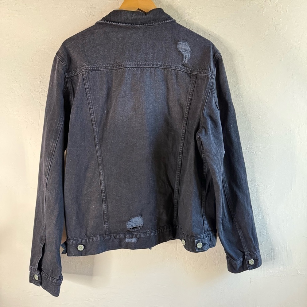 Arizona Jean Company Women's Distressed Black Denim Jacket Size Large - Picture 5 of 6